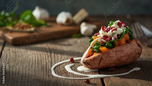 Baked sweet potato filled w...