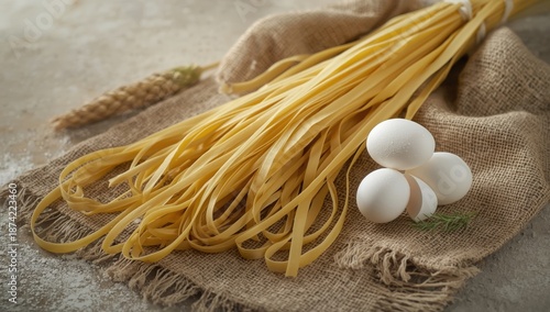Fresh pasta and white eggs ...