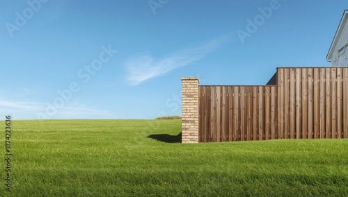 Wooden plank fence with blo...