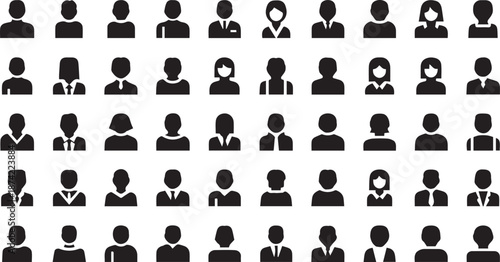 Professional Business User Profile Silhouette Icon Set for Corporate Management