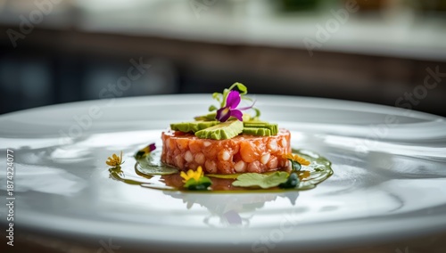 Fresh salmon and avocado di...