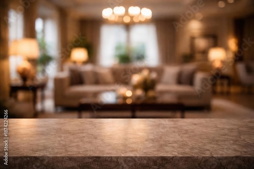 Blurred luxury living room ...