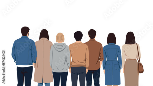 Diverse group of people standing together with fashionable outfits