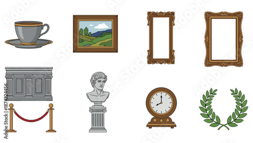 Elegant classic decor: frames, art, sculptures, and vintage elements for timeless interiors