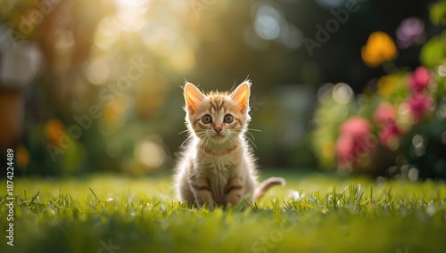 Cute feline with a goofy expression reacting to an unexpected sight, highlighting animal curiosity