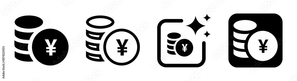 Fototapeta premium Japanese yen coins stack icon representing savings, investment, and financial management