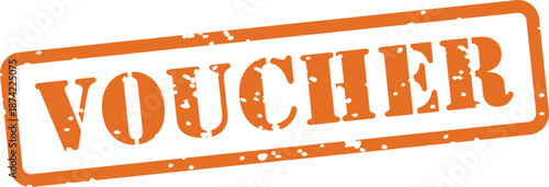 Orange voucher stamp isolated on transparent background