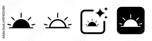 Sunrise and sunset icon for morning and evening nature weather illustration with transparent png vector