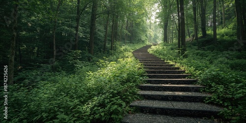 Winding stone steps in a wo...