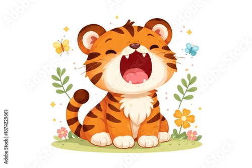 Charming animal tiger flat ...