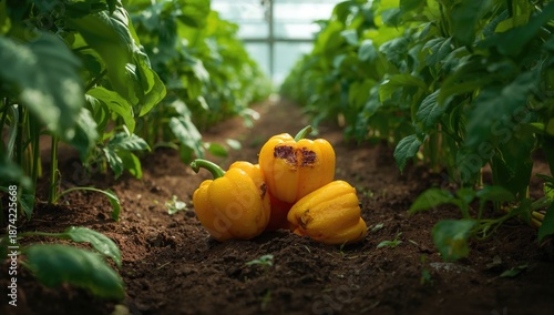 Yellow bell peppers with bl...