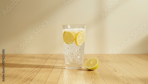 Sparkling water with lemon ...