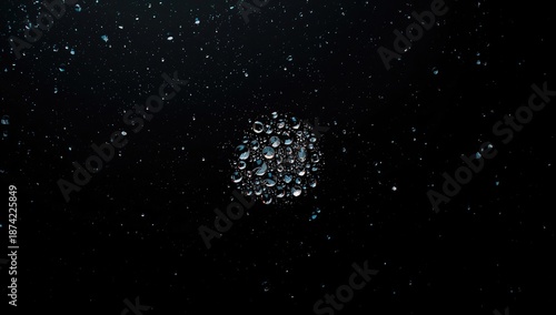 Condensation droplets on a dark surface, suitable for UI background or editorial headers