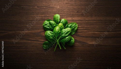 Green spinach leaves restin...