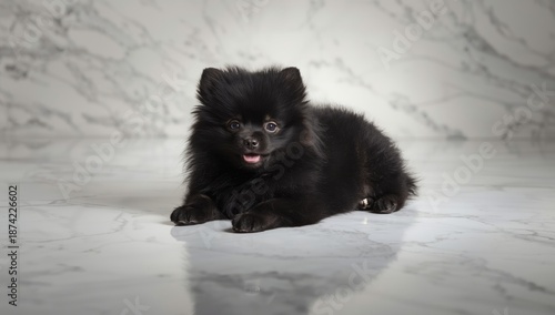 Small black Pomeranian dog ...