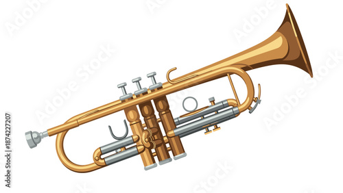 Elegant golden trumpet on white background perfect for music and instrument themes