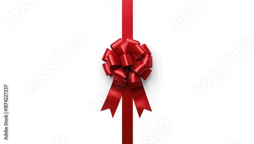 Red satin bow seen from the...