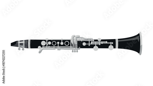 Realistic clarinet side view on white background