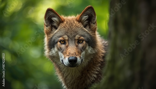 Wild wolf observed in a zoo...