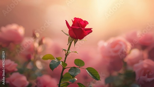 Blooming red rose amidst a ...