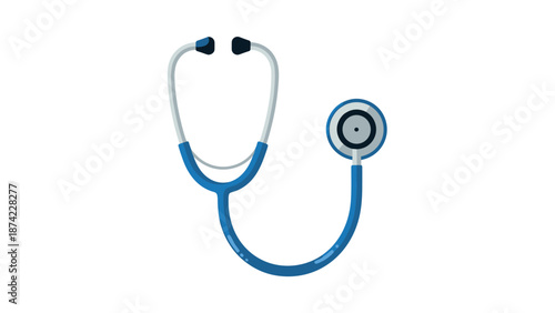 Modern flat design blue stethoscope on white background for healthcare concepts