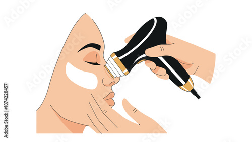 Facial skin treatment with blackhead removal device in modern beauty routine