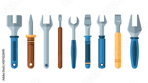 Diverse collection of tools on white background for diy projects