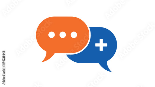 Modern chat icons with orange and blue speech bubbles for messaging apps