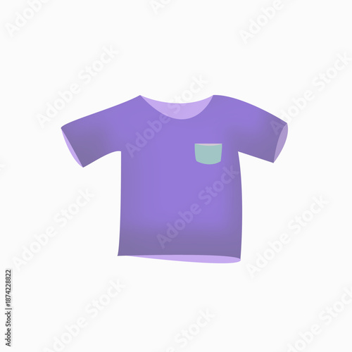Stylish Purple Tee: A charming purple T-shirt with a mint-green pocket, perfect for everyday wear, emphasizing comfort and casual style.
