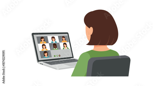 Online meeting concept with diverse participants in a virtual call set
