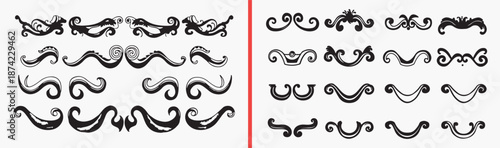 decorative divider illustration, ornamental border drawing, vintage separator artwork, elegant line design, hand drawn divider art, page decoration clipart, flourish element illustration, printable bo