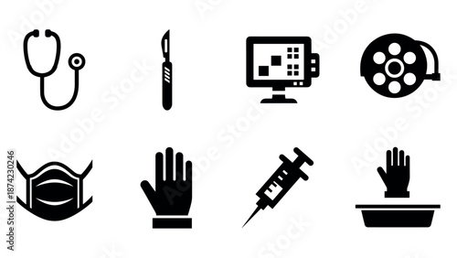 Comprehensive medical equipment icons for modern healthcare design pro