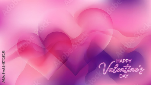 Romantic Valentine's Day Background with Hearts and Soft Blurred Shapes