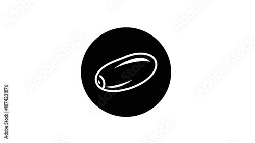 Black Circle with White Pill Icon Isolated on White Background