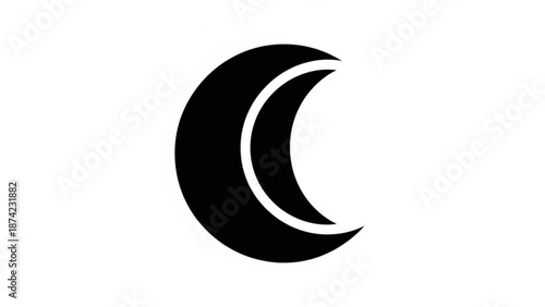 Crescent Moon Icon Isolated on White Background