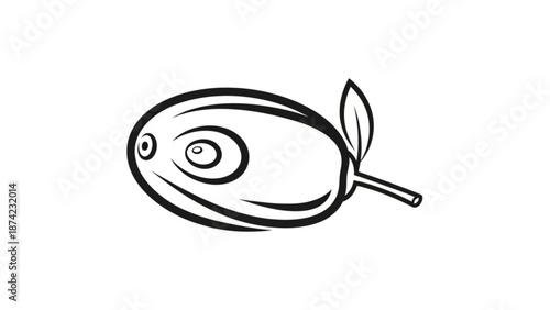 Olive Fruit Sketch on White Background