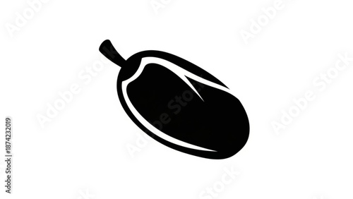 Black Olive Silhouette Isolated on White Background