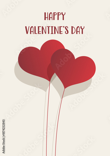 Valentines Day background with minimal hearts design 