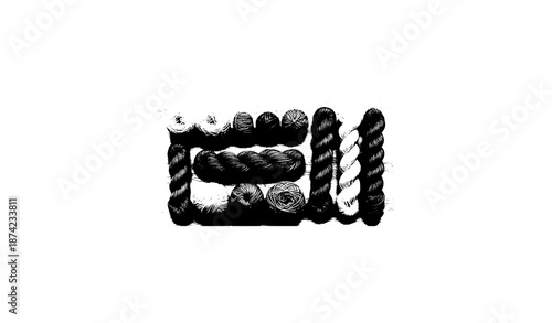 Wool knitting threads flat lay on white wooden background