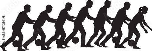 Silhouette of a man kicking a soccer ball animation