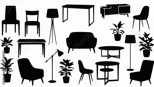 Collection of Furniture Silhouettes for Interior Design.