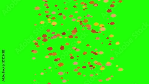 Soft foam-like cloud bubbles falling gracefully with green screen, suitable for dreamlike scenes or overlays