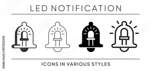 LED notification icon in various graphic style