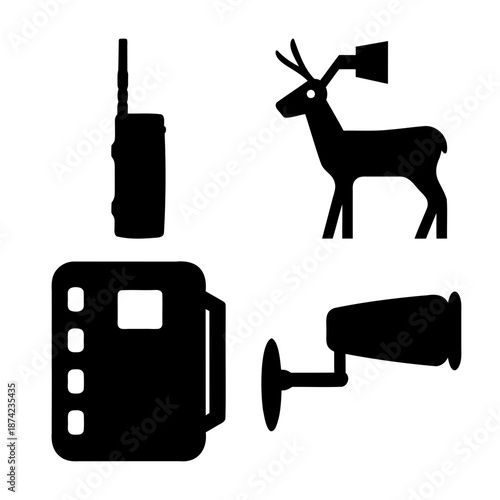 Outdoor surveillance and communication with wildlife tracking technology icons