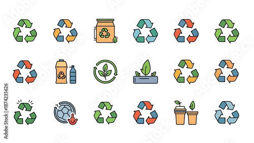Recycling Symbols and Eco Friendly Icons.