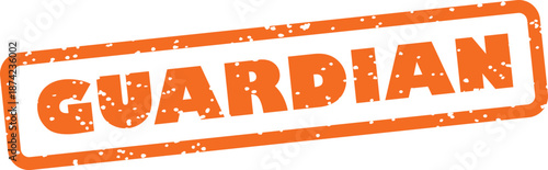 Orange grungy guardian stamp on white background