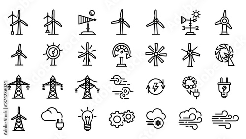 Renewable Energy Icons Set Vector Illustration.