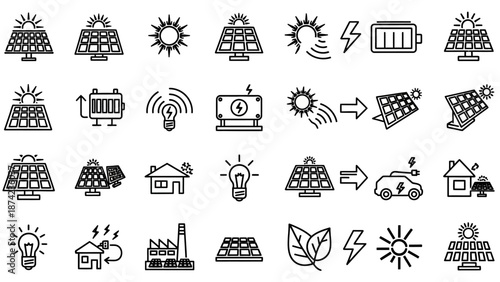 Renewable Energy Icons Set Simple Illustration.