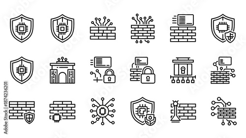 Security Icons Set with Shields and Locks.