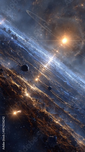 Detailed Cosmic Galaxy With Glowing Stars